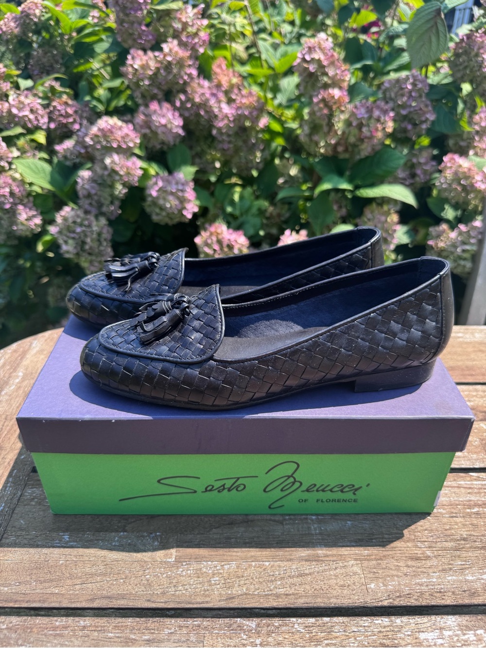 Women’s Sesto Meucci Black Woven Leather Loafers - 8M
